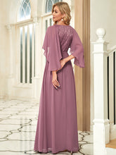 Load image into Gallery viewer, Color=Orchid | Women'S Wholesale Deep V Neck Plus Size Evening Dress With Lace-Orchid 4