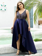Load image into Gallery viewer, Color=Navy Blue | Sparkly Plus Size Prom Dresses For Women With Irregular Hem-Navy Blue 3