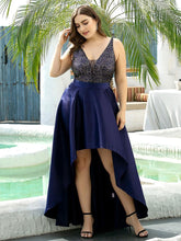 Load image into Gallery viewer, Color=Navy Blue | Sparkly Plus Size Prom Dresses For Women With Irregular Hem-Navy Blue 4