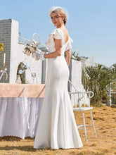 Load image into Gallery viewer, Color=Cream | Plain Maxi Fishtail Wedding Dress With Ruffle Sleeves-Cream 3