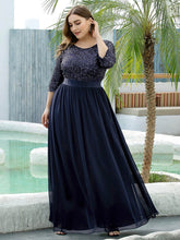 Load image into Gallery viewer, Color=Navy Blue | Women&#39;S Long Tulle &amp; Sequin Evening Dresses For Mother Of The Bride-Navy Blue 3