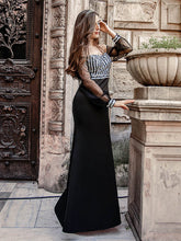 Load image into Gallery viewer, Color=Black | Women&#39;S Fashion Off Shoulder Sequin Evening Dress-Black 1