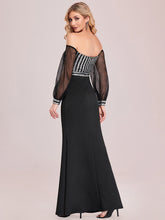 Load image into Gallery viewer, Color=Black | Women&#39;S Fashion Off Shoulder Sequin Evening Dress-Black 5