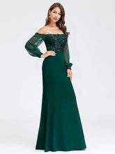Load image into Gallery viewer, Color=Dark Green | Women&#39;S Fashion Off Shoulder Sequin Evening Dress-Dark Green 9
