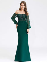Load image into Gallery viewer, Color=Dark Green | Women&#39;S Fashion Off Shoulder Sequin Evening Dress-Dark Green 10