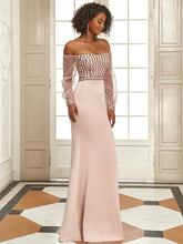 Load image into Gallery viewer, Color=Rose Gold| Women&#39;S Fashion Off Shoulder Sequin Evening Dress-Rose Gold3