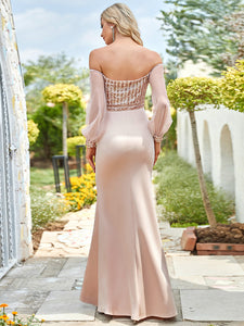 Color=Rose Gold| Women'S Fashion Off Shoulder Sequin Evening Dress-Rose Gold6