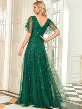 Load image into Gallery viewer, Color=Dark Green | Glamorous Short Ruffle Sleeves A Line Wholesale Dresses-Dark Green 2