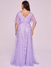 Load image into Gallery viewer, Color=Lavender | Glamorous Short Ruffle Sleeves A Line Wholesale Dresses-Lavender 7