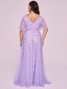 Color=Lavender | Glamorous Short Ruffle Sleeves A Line Wholesale Dresses-Lavender 7