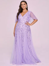Load image into Gallery viewer, Color=Lavender | Glamorous Short Ruffle Sleeves A Line Wholesale Dresses-Lavender 8