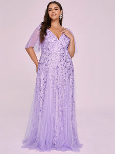Color=Lavender | Glamorous Short Ruffle Sleeves A Line Wholesale Dresses-Lavender 9