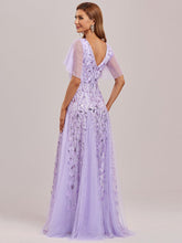Load image into Gallery viewer, Color=Lavender | Glamorous Short Ruffle Sleeves A Line Wholesale Dresses-Lavender 11