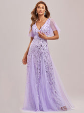 Load image into Gallery viewer, Color=Lavender | Glamorous Short Ruffle Sleeves A Line Wholesale Dresses-Lavender 13