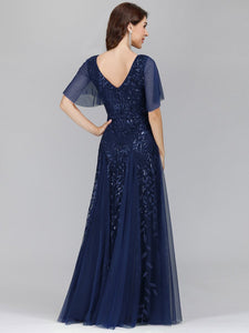 Color=Navy Blue | romantic-shimmery-v-neck-ruffle-sleeves-maxi-long-evening-gowns-ep00734-Navy Blue 22