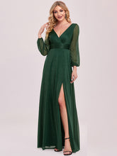 Load image into Gallery viewer, Color=Dark Green | Women&#39;S Sexy V-Neck Long Sleeve Evening Dress-Dark Green 4