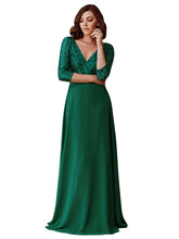 Load image into Gallery viewer, Color=Dark Green | Sexy V Neck A-Line Sequin Evening Dress-Dark Green 7