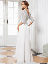 Load image into Gallery viewer, Sexy V Neck A-Line Sequin Wholesale Evening Dresses With 3/4 Sleeve