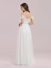 Load image into Gallery viewer, Color=Cream | A-Line Sweetheart Neckline Ruffle Sleeve Tulle Bridesmaid Dress With Sequin-Cream 2