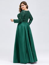 Load image into Gallery viewer, Color=Dark Green | Elegant V-Neck Sequin Plus Size Evening Dress-Dark Green 2