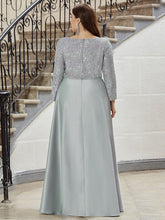 Load image into Gallery viewer, Color=Grey | Elegant V-Neck Sequin Plus Size Evening Dress-Grey 2