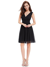 Load image into Gallery viewer, Color=Black | Double V-Neck Short Party Dress Ep03989-Black 3