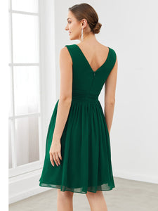 Color=Dark Green | Double V-Neck Short Party Dress Ep03989-Dark Green 2
