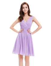 Load image into Gallery viewer, Color=Lavender | Double V-Neck Short Party Dress Ep03989-Lavender 3