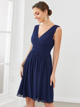 Load image into Gallery viewer, Color=Navy Blue | Double V-Neck Short Party Dress Ep03989-Navy Blue 1