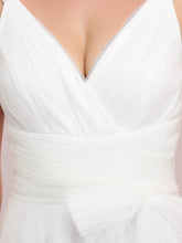 Load image into Gallery viewer, Color=Cream | Floor Length V Neck Evening Gown-Cream 5
