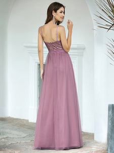 Color=Purple Orchid | Elegant A Line Long Tulle Bridesmaid Dresses Ep07392-Purple Orchid 2