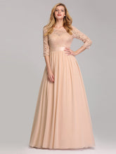 Load image into Gallery viewer, Elegant Empire Waist Wholesale Bridesmaid Dresses with Long Lace Sleeve EP07412