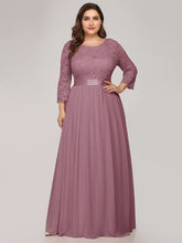 Load image into Gallery viewer, Color=Purple Orchid | Plus Size Lace Wholesale Bridesmaid Dresses With Long Lace Sleeve-Purple Orchid 1