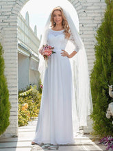 Load image into Gallery viewer, Color=White | Simple Casual Lace & Chiffon Wedding Dress For Bridal-White 2