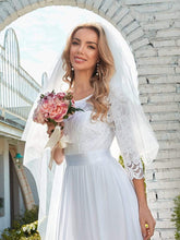 Load image into Gallery viewer, Color=White | Simple Casual Lace & Chiffon Wedding Dress For Bridal-White 3