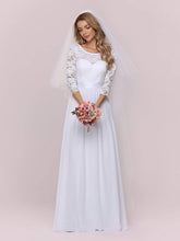 Load image into Gallery viewer, Color=White | Simple Casual Lace & Chiffon Wedding Dress For Bridal-White 4