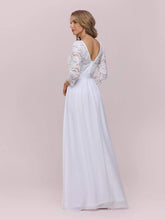 Load image into Gallery viewer, Color=White | Simple Casual Lace & Chiffon Wedding Dress For Bridal-White 5