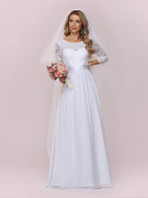 Load image into Gallery viewer, Color=White | Simple Casual Lace & Chiffon Wedding Dress For Bridal-White 6