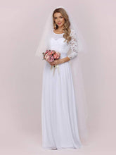 Load image into Gallery viewer, Color=White | Simple Casual Lace & Chiffon Wedding Dress For Bridal-White 7