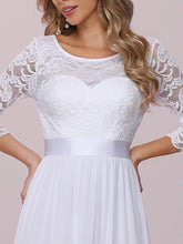 Load image into Gallery viewer, Color=White | Simple Casual Lace & Chiffon Wedding Dress For Bridal-White 8