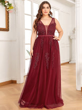 Load image into Gallery viewer, Color=Burgundy | Women's Fashion Sleeveless Wholesale Plus Size Party Dresses-Burgundy 4