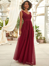 Load image into Gallery viewer, Color=Burgundy | Women's Fashion Sleeveless Wholesale Plus Size Party Dresses-Burgundy 1