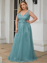 Load image into Gallery viewer, Color=Dusty Blue | Women's Fashion Sleeveless Wholesale Plus Size Party Dresses-Dusty Blue 1