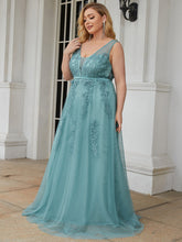 Load image into Gallery viewer, Color=Dusty Blue | Women's Fashion Sleeveless Wholesale Plus Size Party Dresses-Dusty Blue 3