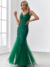 Load image into Gallery viewer, Color=Dark Green | Classic Fishtail Sequin Wholesale Evening Dresses for Women EP07886-Dark Green 