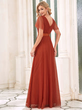 Load image into Gallery viewer, Color=Burnt orange | Women's Pretty V-Neck A-Line Floor-Length Wholesale Bridesmaid Dresses EP07962-Burnt orange 17