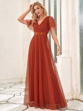 Load image into Gallery viewer, Color=Burnt orange | Women's Pretty V-Neck A-Line Floor-Length Wholesale Bridesmaid Dresses EP07962-Burnt orange 18