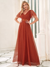Load image into Gallery viewer, Color=Burnt orange | Women's Pretty V-Neck A-Line Floor-Length Wholesale Bridesmaid Dresses EP07962-Burnt orange 16