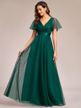 Load image into Gallery viewer, Color=Dark Green | Women's Pretty V-Neck A-Line Floor-Length Wholesale Bridesmaid Dresses EP07962-Dark Green