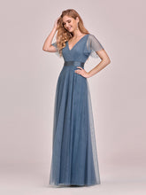 Load image into Gallery viewer, Color=Dusty Navy | Women's V-Neck A-Line Floor-Length Wholesale Bridesmaid Dresses EP07962-Dusty Navy